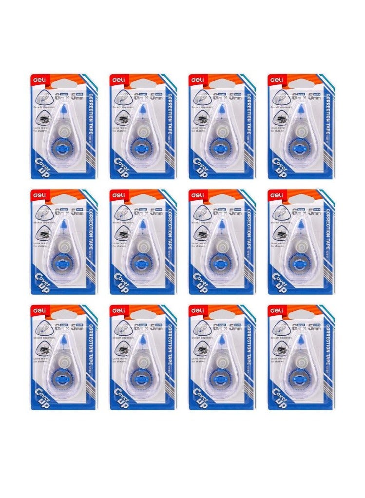 Deli 12-Piece Correction Tape 6 Meter length