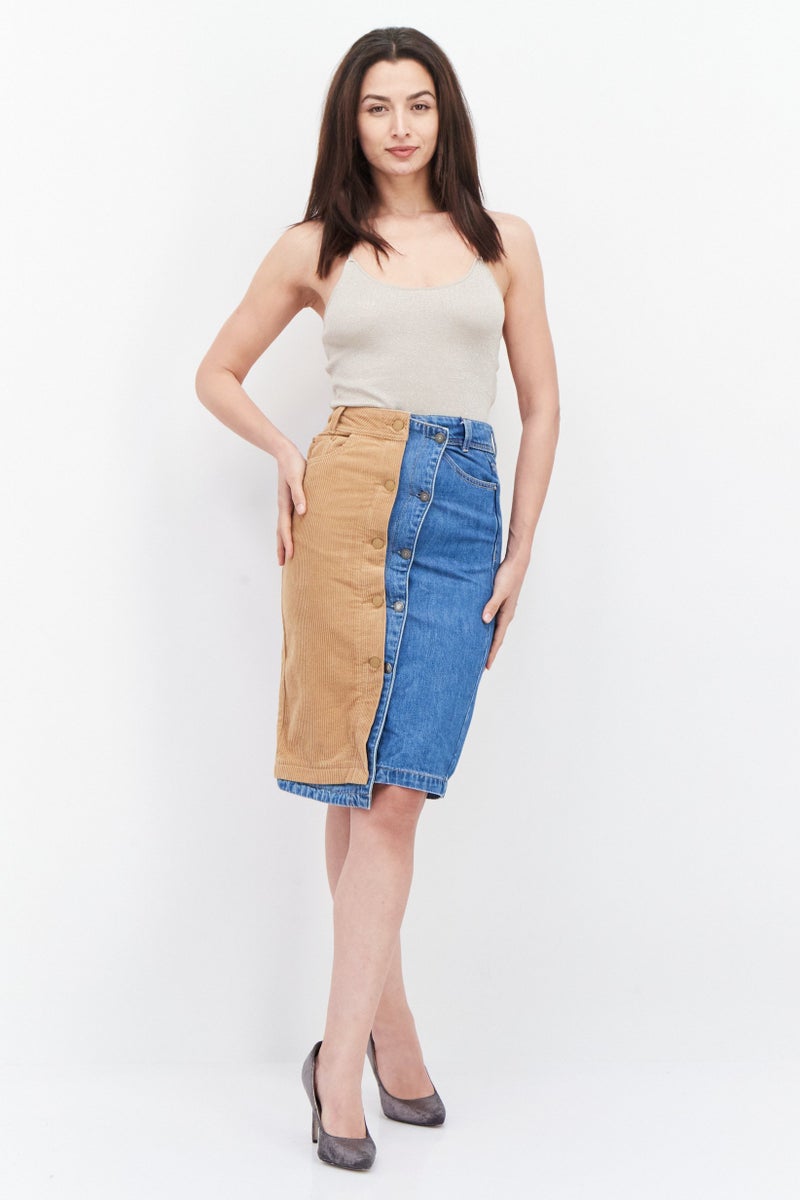 ONLY Women Two-Tone Midi Skirt, Brown - Image 3