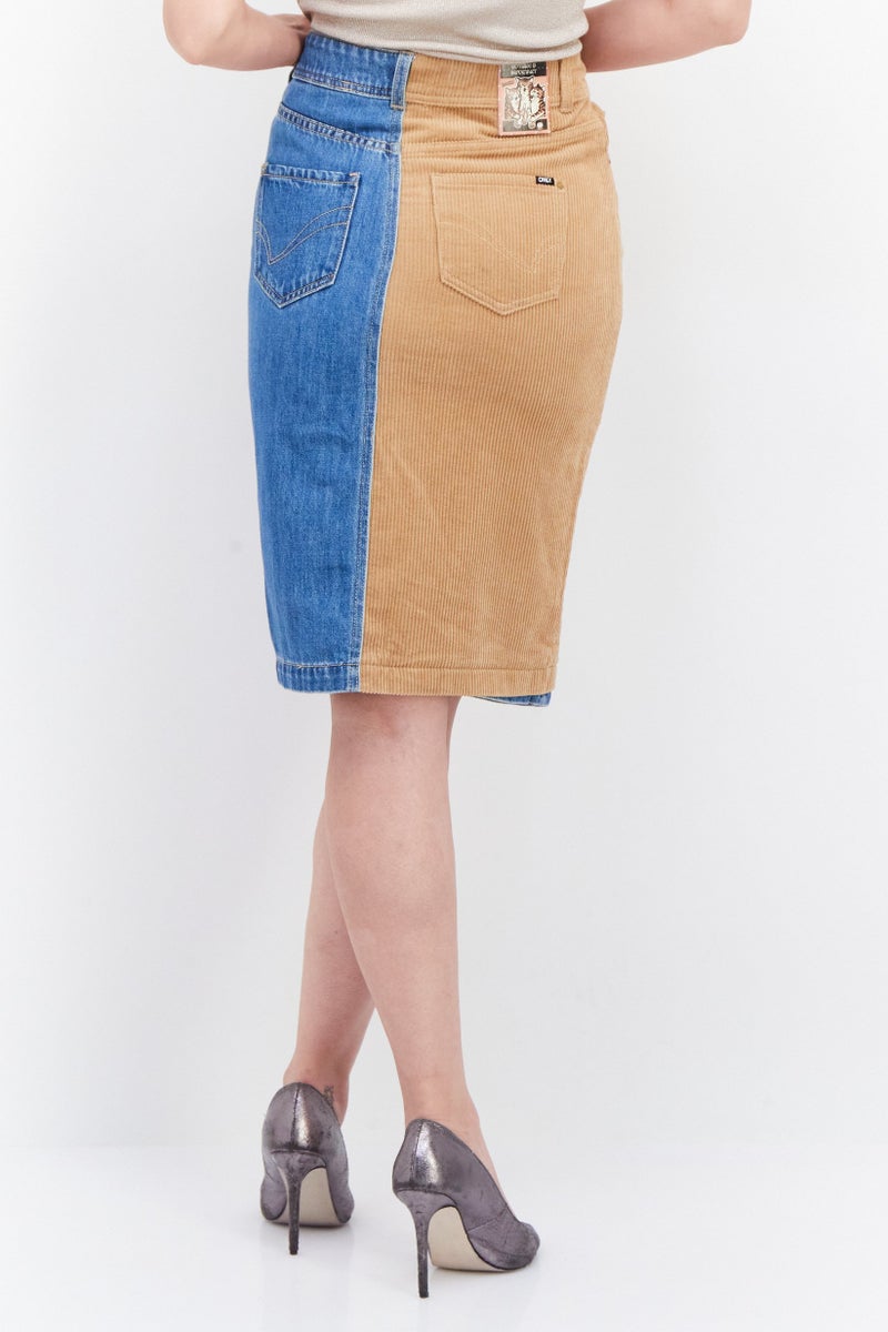 ONLY Women Two-Tone Midi Skirt, Brown - Image 2