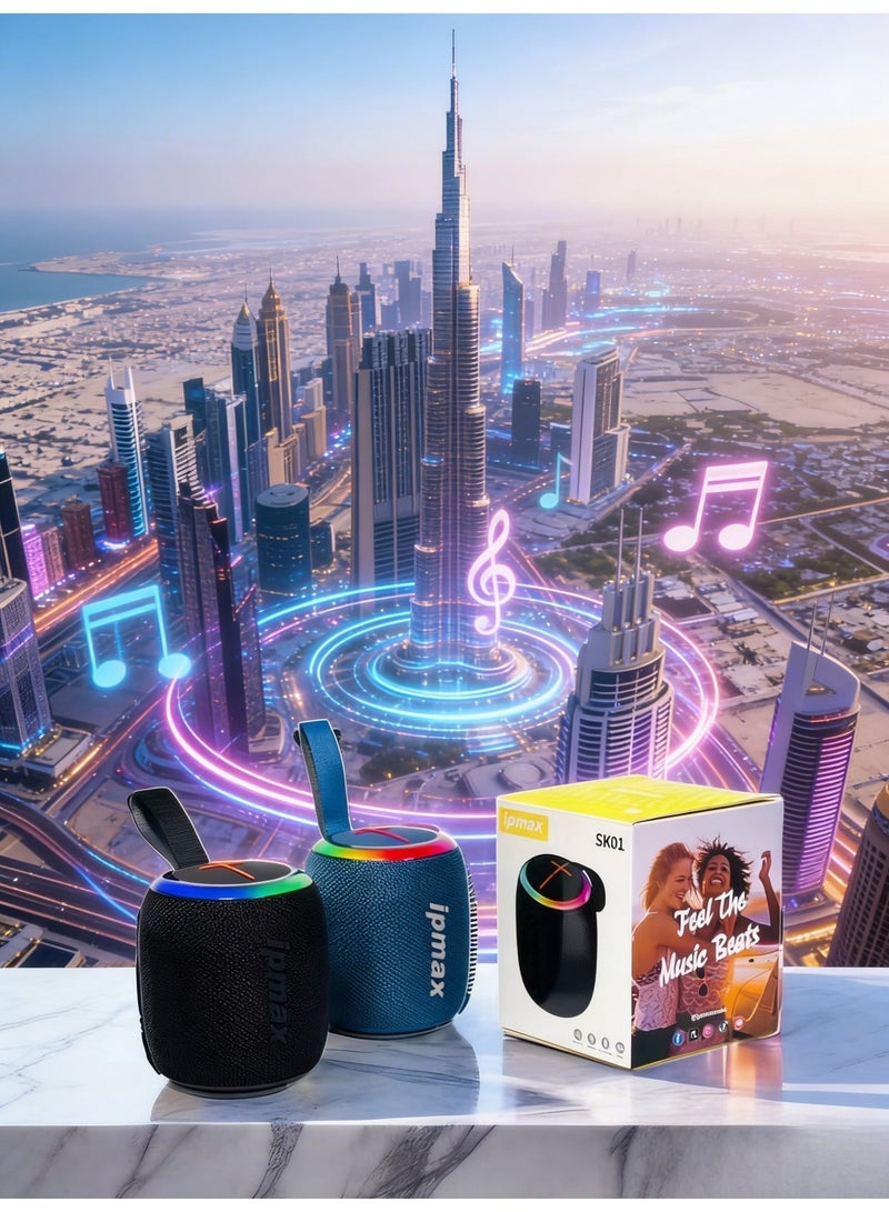 ipmax SK01 Portable Bluetooth Speaker with RGB Light, Built-in 1200mAh Battery, Support TF Card/USB/FM Radio - Black - Image 3