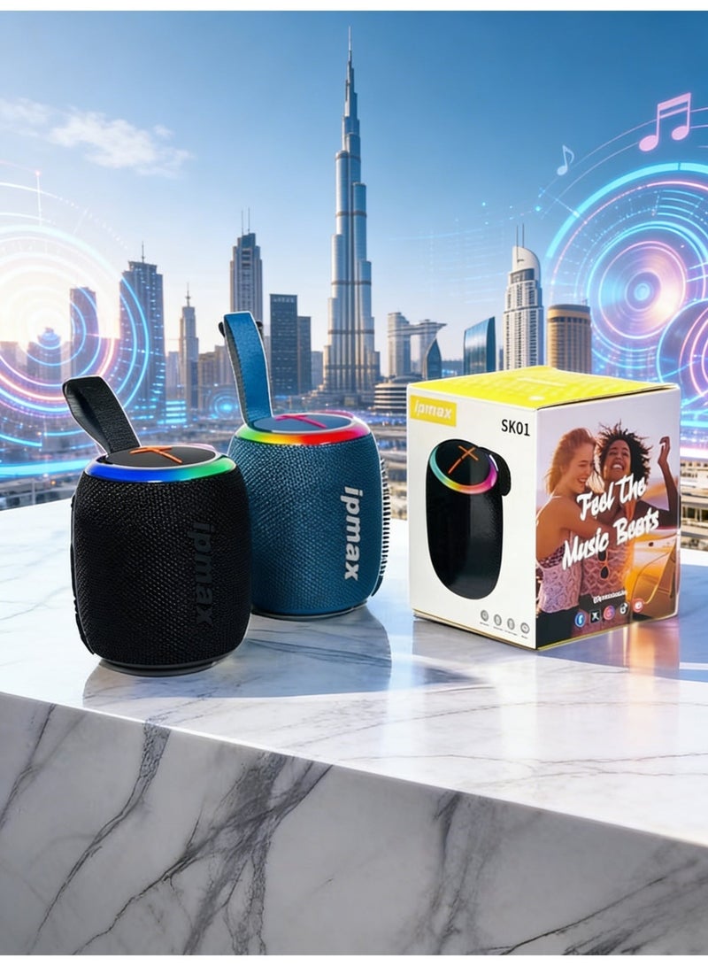 ipmax SK01 Portable Bluetooth Speaker with RGB Light, Built-in 1200mAh Battery, Support TF Card/USB/FM Radio - Black - Image 1