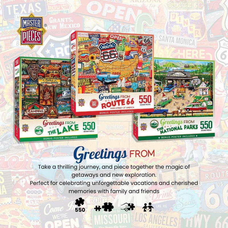 MasterPieces 550 Piece Jigsaw Puzzle for Adults and Family - Greetings from Route 66-18"x24" - Image 3