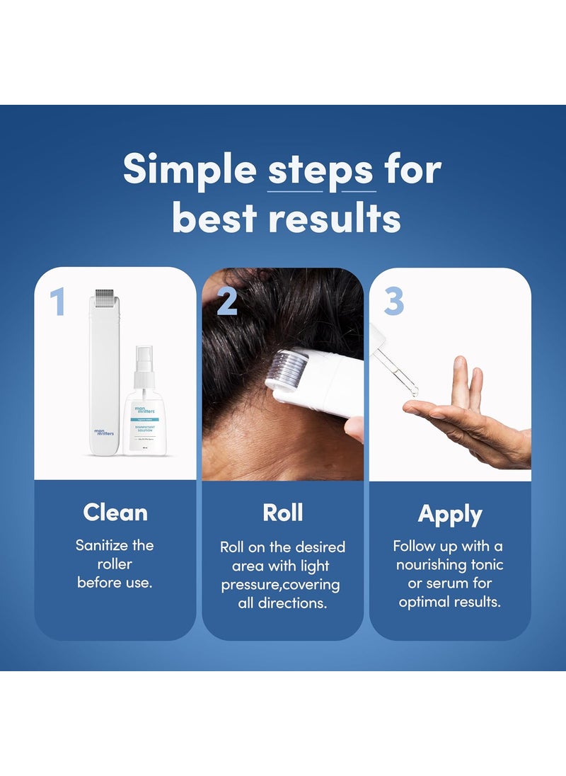 Man Matters Man Matters 2In1 Derma Roller For Hair  Beard  540 Micro 05mm Titanium Alloy Needles  Replaceable Head  Stimulates Hair Follicles  Provides Hair  Beard Growth  Safe  Easy To Use  - Image 5