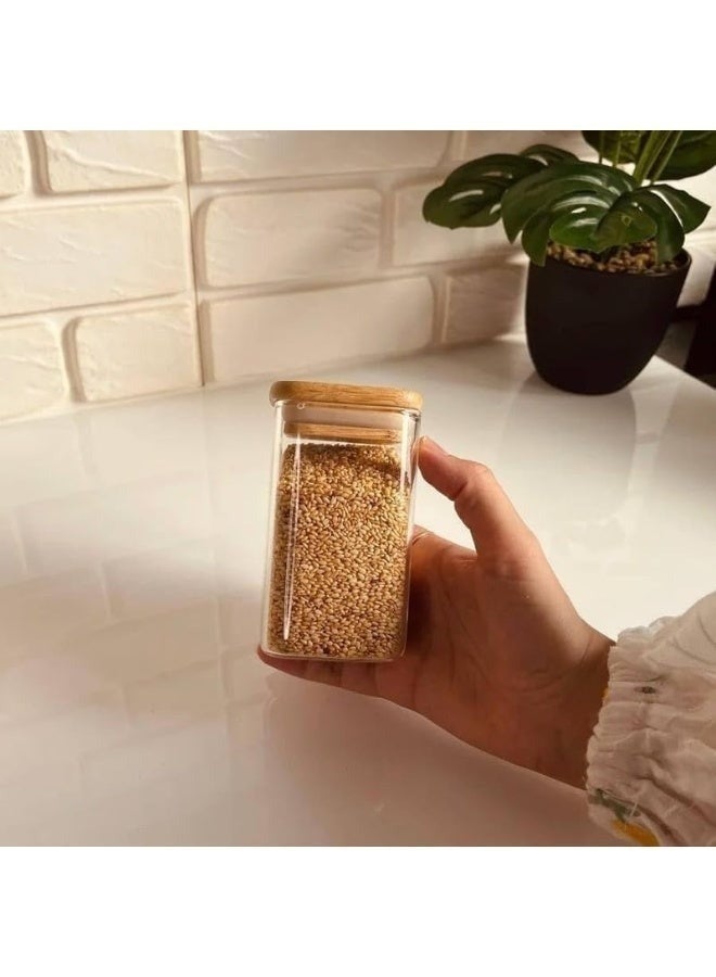 FALMER Set of 12 200ml glass storage jars with lids for storing spices, coffee, tea, cookies, nuts and seasonings. - Image 3