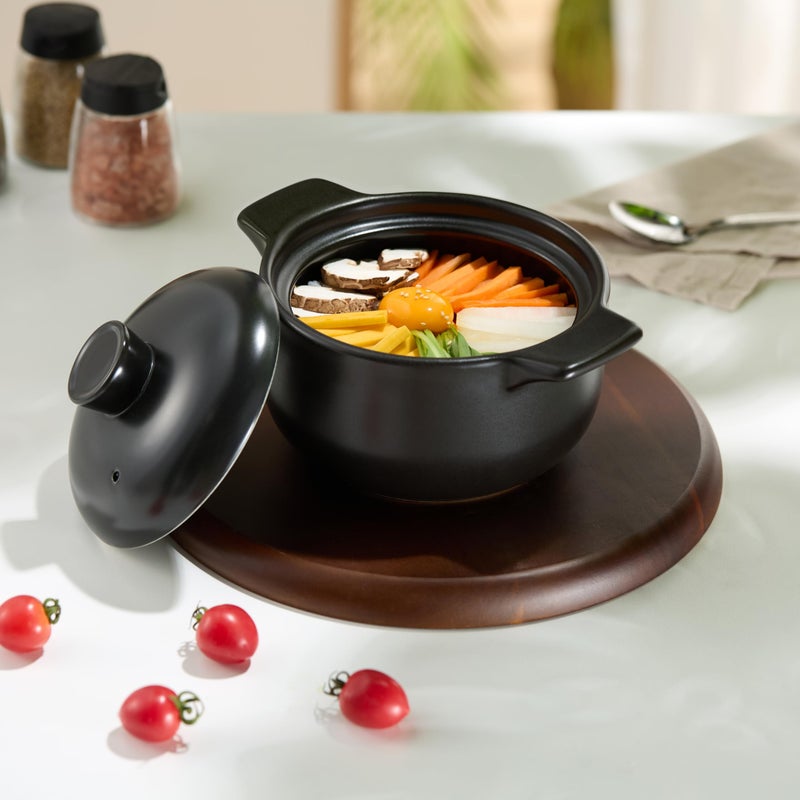 Kook Korean Dolsot Pot Set, Bowl with Lid, for Cooking Bibimbap, Kimchi, Hot Pot, Soups and Stews, Oven and Dishwasher Safe, 38 oz, Black - Image 3