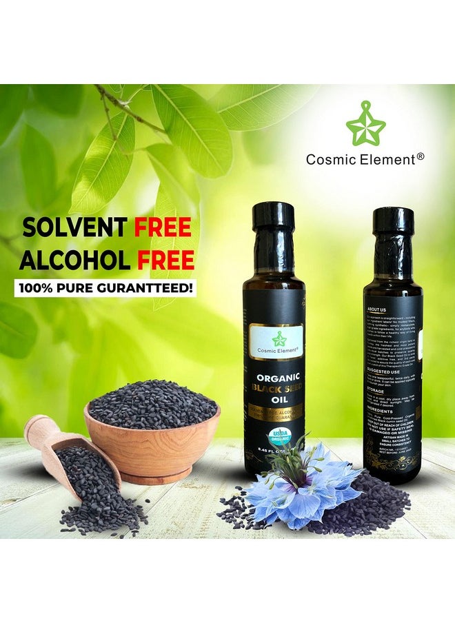cosmic element - Usda Organic Black Seed Oil 8.4 Fl Oz Certified 100% Virgin Cold Pressed Glass Bottle Omega 3 6 9 Nigella Sativa Black Cumin Antioxidant For Immune Support Joints Digestion Hair & Skin - Image 1