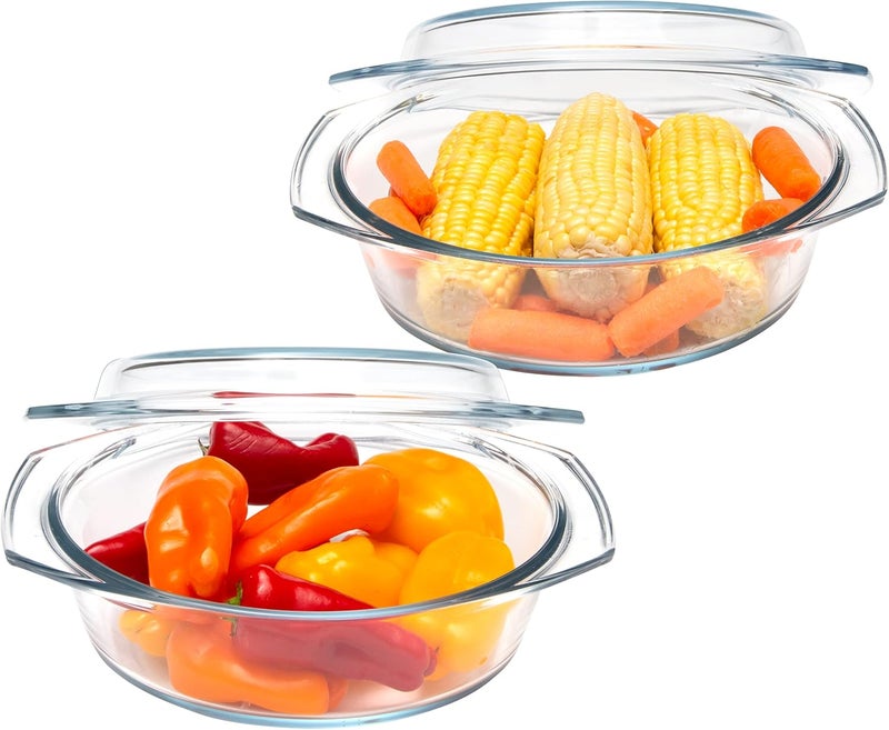 SIMAX Casserole Dish Set, Set of 2 Casserole Dish with Lid, Round Glass Cookware, Borosilicate Glass, Made In Europe 1 Qt and 1.5 Qt Baking Dishes - Image 1