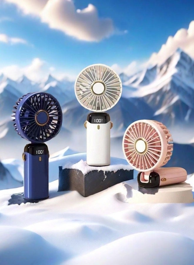 Portable Handheld Fan, Quiet Mini Fan, 3000 mAh USB Rechargeable Personal Fan, Battery Powered Desk Fan, 5 Speeds for Home, Travel, Commuting, Makeup, Office (Blue) - Image 2