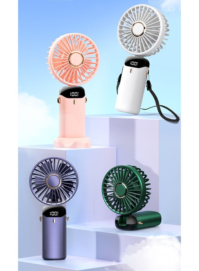 Portable Handheld Fan, Quiet Mini Fan, 3000 mAh USB Rechargeable Personal Fan, Battery Powered Desk Fan, 5 Speeds for Home, Travel, Commuting, Makeup, Office (Blue) - Image 3