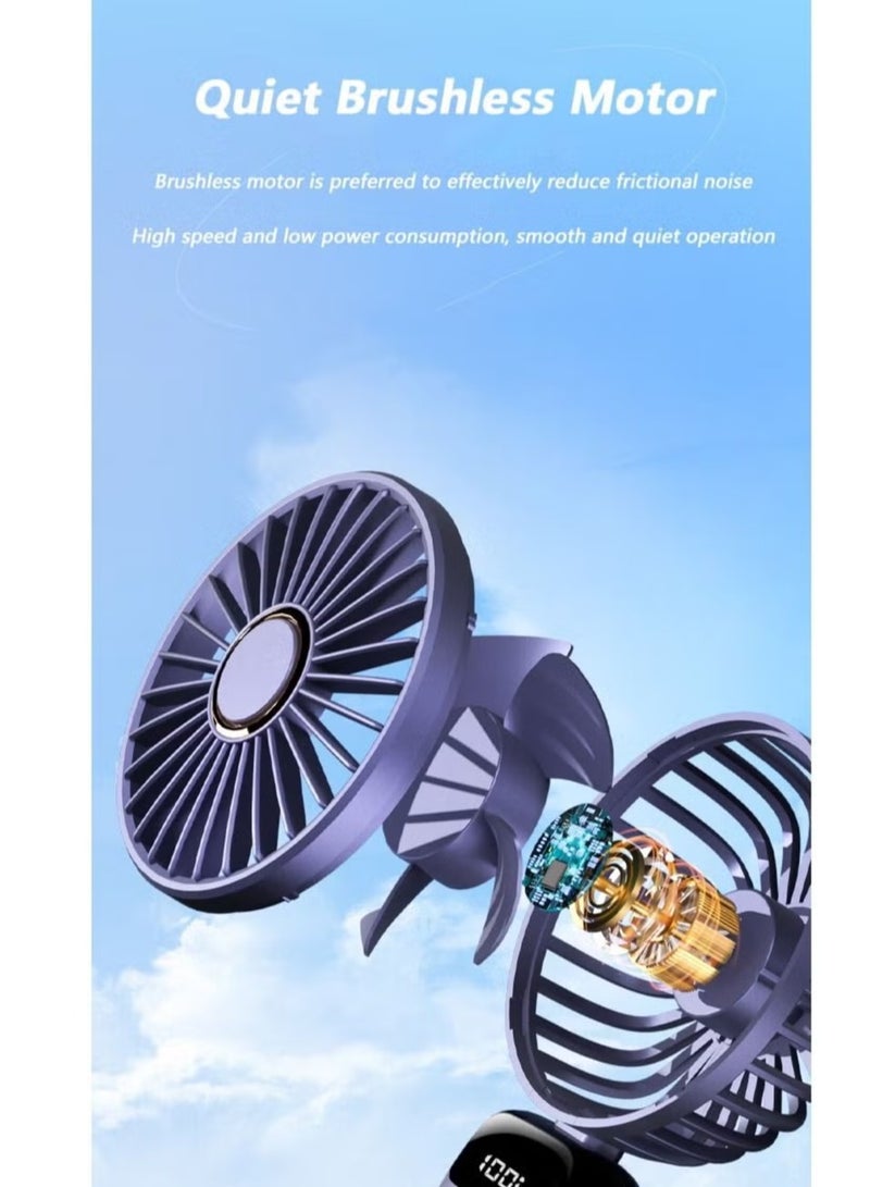 Portable Handheld Fan, Quiet Mini Fan, 3000 mAh USB Rechargeable Personal Fan, Battery Powered Desk Fan, 5 Speeds for Home, Travel, Commuting, Makeup, Office (Blue) - Image 5