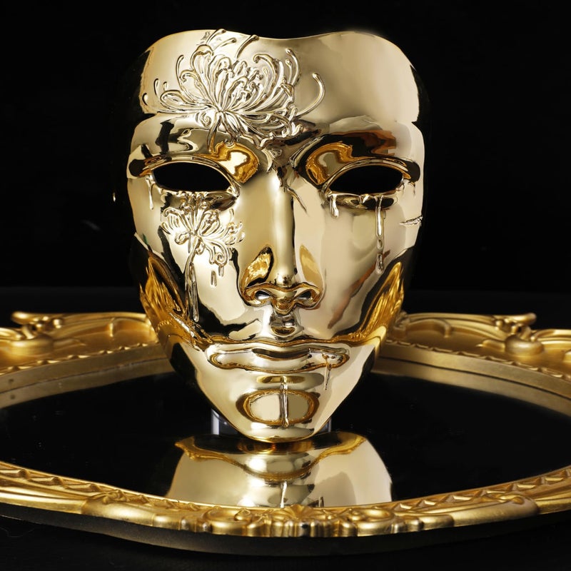 JINYEAH Full Face Masquerade Mask for Men Golden - Image 3