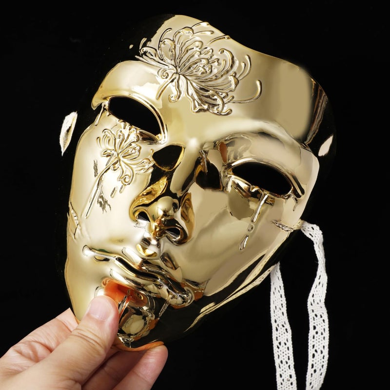 JINYEAH Full Face Masquerade Mask for Men Golden - Image 2