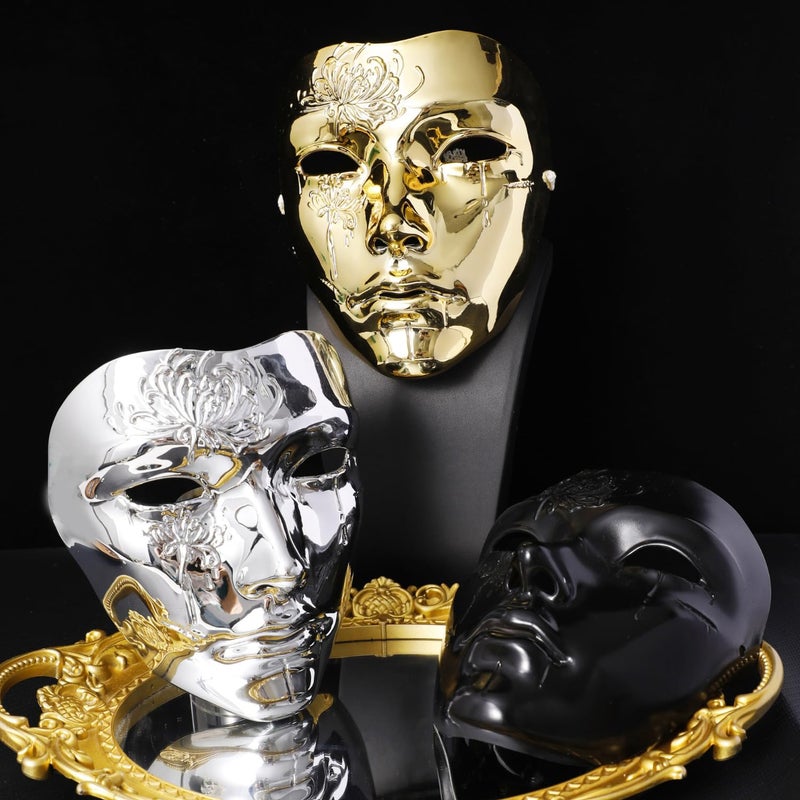 JINYEAH Full Face Masquerade Mask for Men Golden - Image 5