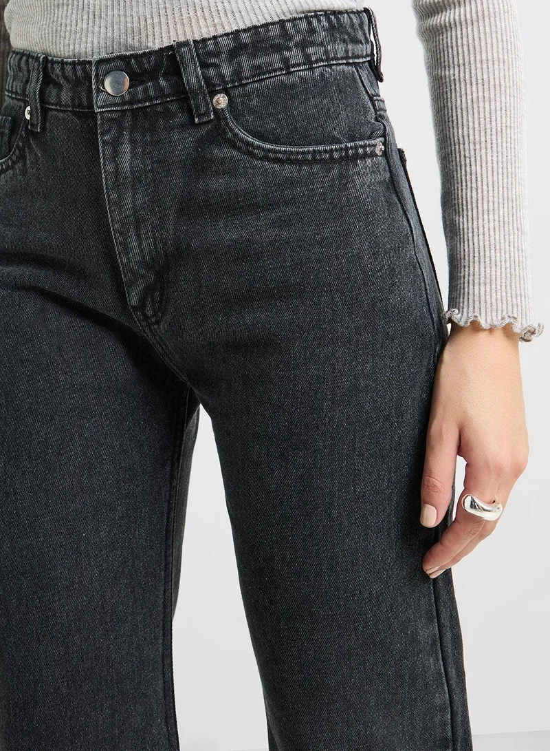 Ginger Grey Mid Rise Straight Fit Jeans for Women | Best Price UAE
