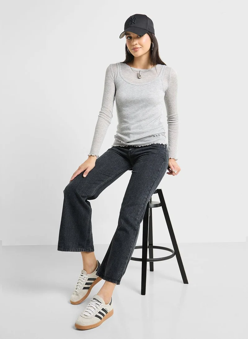 Ginger Grey Mid Rise Straight Fit Jeans for Women | Best Price UAE