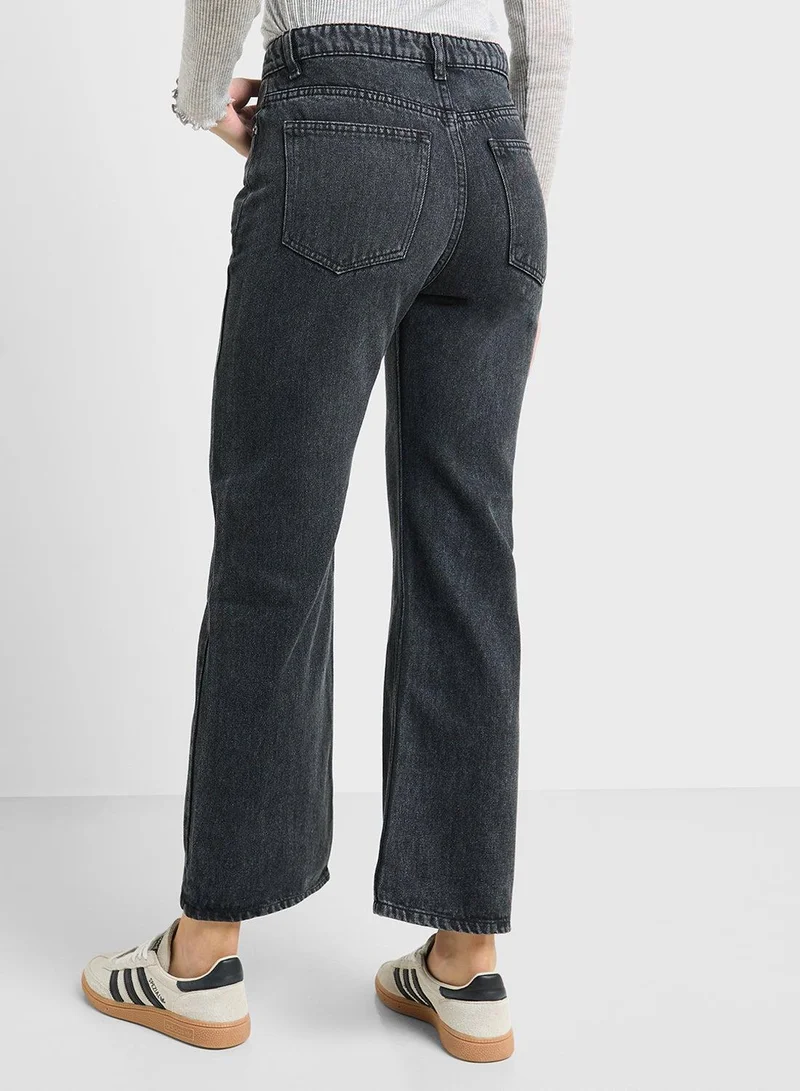 Ginger Grey Mid Rise Straight Fit Jeans for Women | Best Price UAE