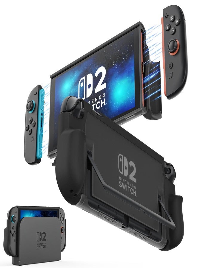 MoKo Dockable Cover for Nintendo Switch 2 (2025), Protective Case for Switch 2 with Quick-Release Joy-Con Design, TPU Frame & PC Back, Shockproof and Scratchproof, Black - Image 1