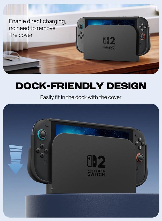 MoKo Dockable Cover for Nintendo Switch 2 (2025), Protective Case for Switch 2 with Quick-Release Joy-Con Design, TPU Frame & PC Back, Shockproof and Scratchproof, Black - Image 2