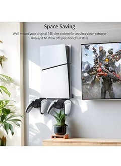 PGTECH Wall Mount for PS5 Slim - Accessories PS5 Slim Digital/Disc Edition Console Floating Shelf Behind TV, with 2 Detachable Controllers Holder Rack, Solid Metal Stand Kit, Easy Installation  - Image 5