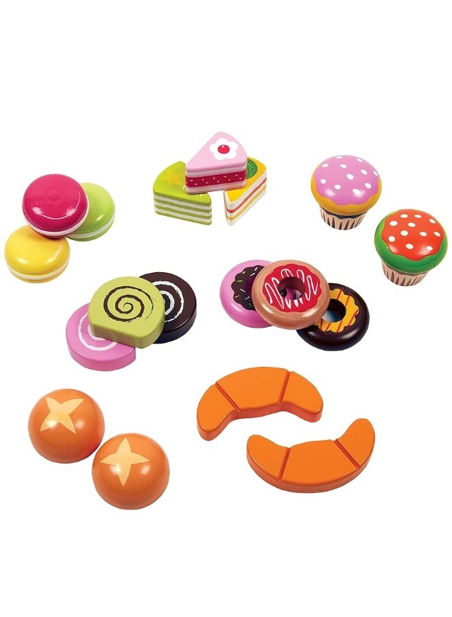 Svan Wooden Bakery Playset Pretend Stand for Kids - 25 Piece Bake Shop Counter w Food, Chalkboard, Cash Register, Trays - Durable Construction for Creative Playtime - Image 3