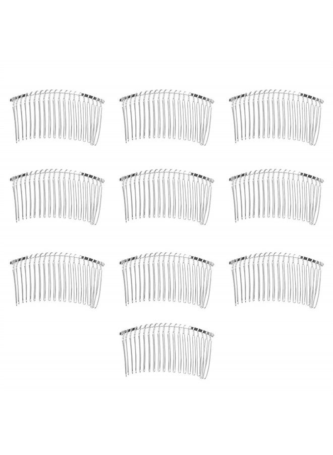 Rocutus 10 pieces 20 Teeth Fancy DIY Metal Wire Hair Clip Combs Metal Wire Hair Combs Wire Twist Bridal Wedding Veil Combs for Women (Silver) - Image 1