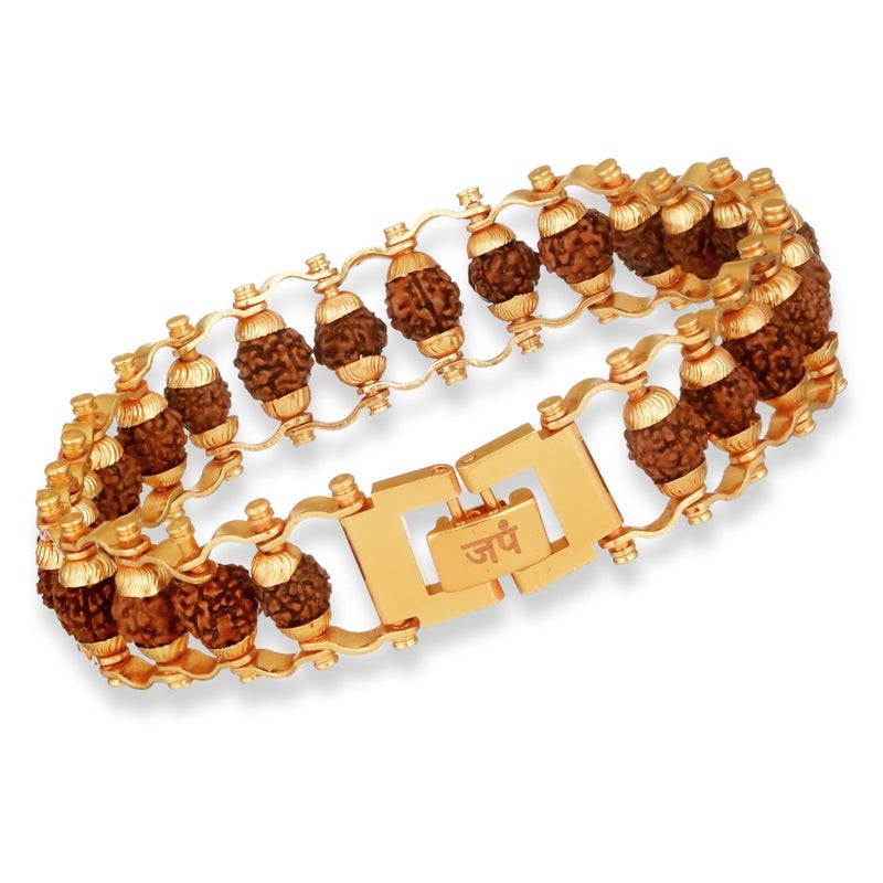Japam Gold Plated Modern Rudraksha Bracelet | Authenticity Certificate | Bracelet for Medidation and Prayers | Unisex Design for Men and Women | Available in Different Sizes - Image 1