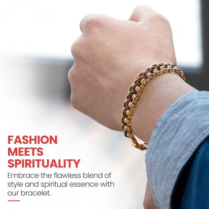 Japam Gold Plated Modern Rudraksha Bracelet | Authenticity Certificate | Bracelet for Medidation and Prayers | Unisex Design for Men and Women | Available in Different Sizes - Image 4