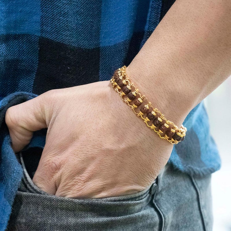 Japam Gold Plated Modern Rudraksha Bracelet | Authenticity Certificate | Bracelet for Medidation and Prayers | Unisex Design for Men and Women | Available in Different Sizes - Image 2