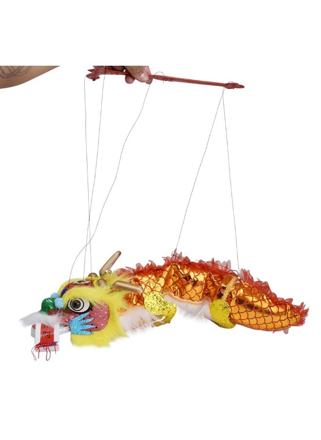 Mandala Crafts Mandala Crafts Hand String Puppet with Rod, Chinese Marionette Dragon Toy (Yellow)  - Image 5