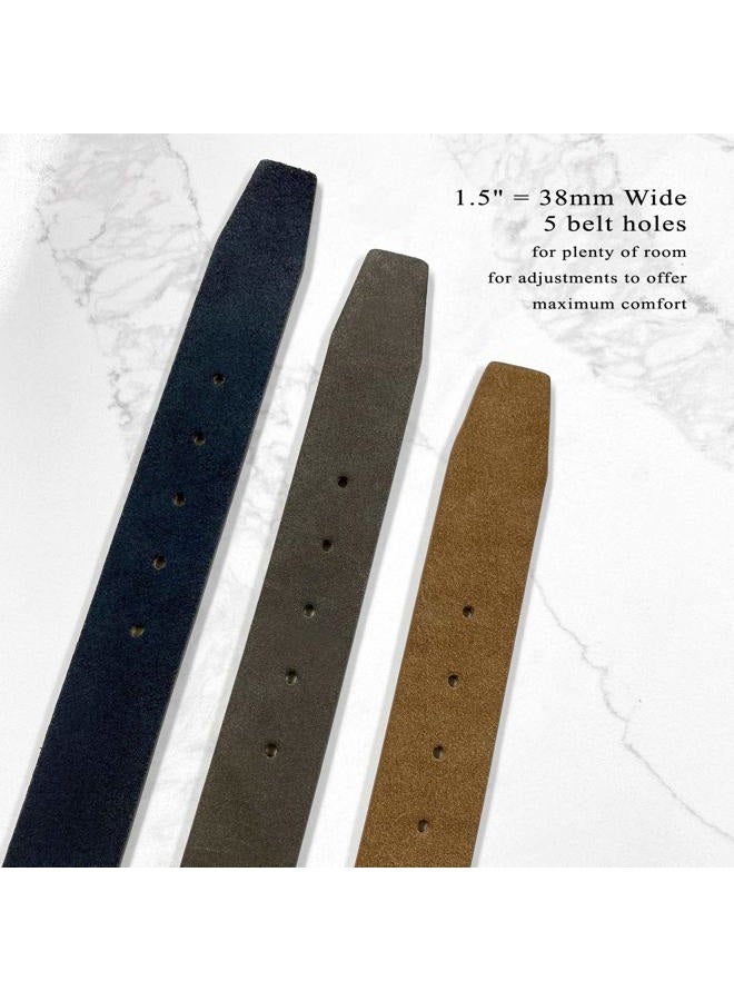 Belts.com 41101 Genuine Leather Suede Belt casual Jean Belt 1-1/2"(38mm) wide (Gray, 34) - Image 4