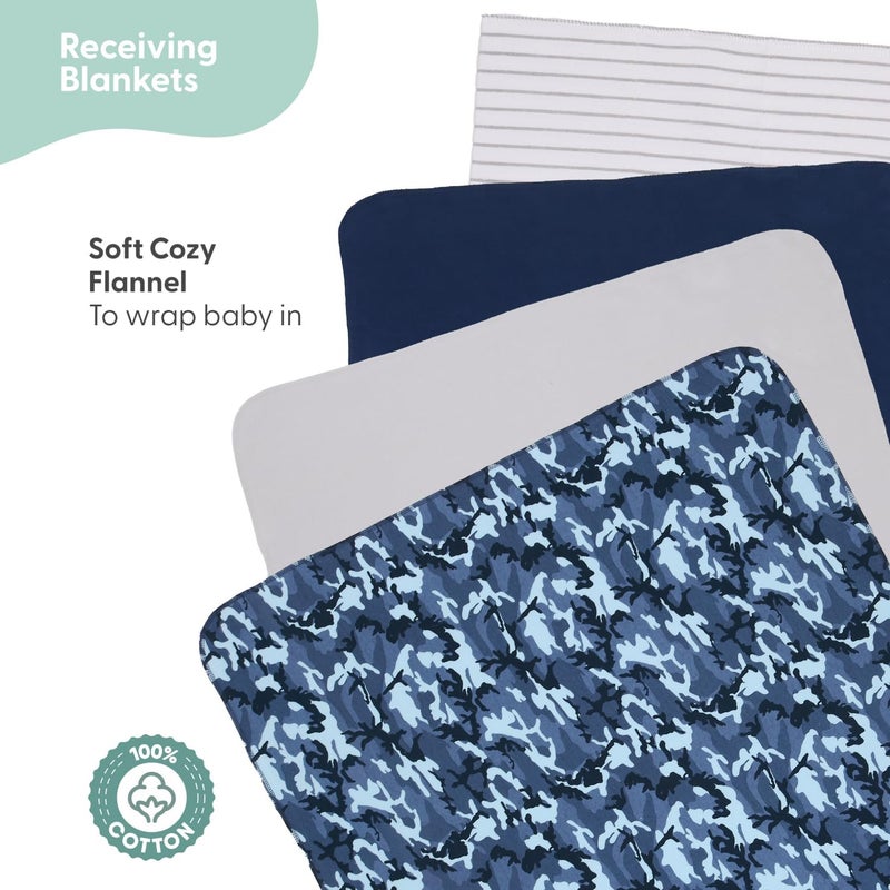 The Peanut Shell Baby Layette Gift Set for Boys - 23 Piece New Born Boy Gift Set, Baby Clothes & Newborn Essentials Must Haves - Newborn Clothes 0-3 Months - Blue Camo - Image 5