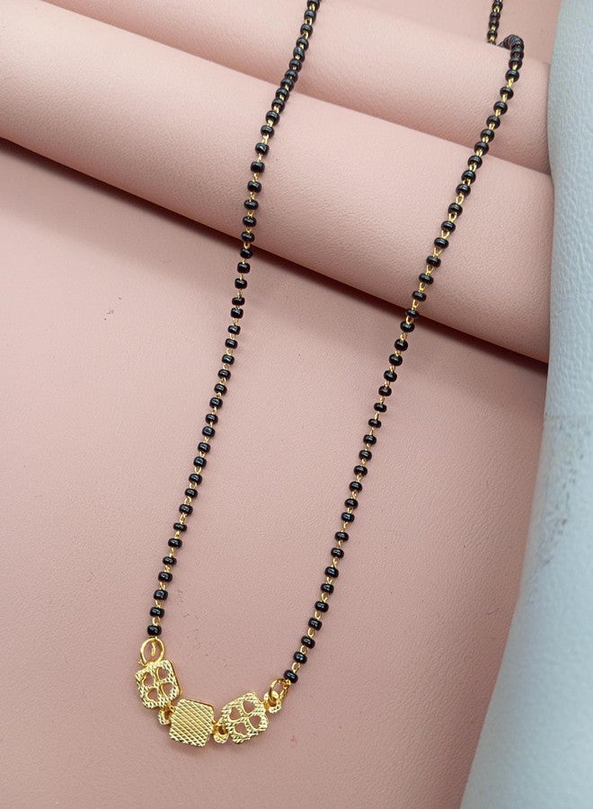 SHANKHRAJ MALL Traditional Gold-Tone Mangalsutra with Black Beads Chain for Women – Stylish Necklace - Image 3