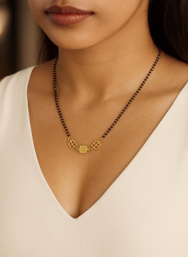SHANKHRAJ MALL Traditional Gold-Tone Mangalsutra with Black Beads Chain for Women – Stylish Necklace - Image 2