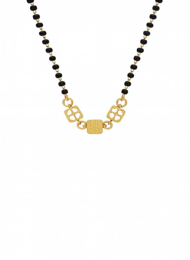 SHANKHRAJ MALL Traditional Gold-Tone Mangalsutra with Black Beads Chain for Women – Stylish Necklace - Image 1