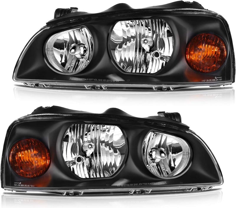 LBRST Headlight Assembly for Hyundai Elantra 2004-2006 - Black Housing with Amber Reflector and Clear Lens - Image 1