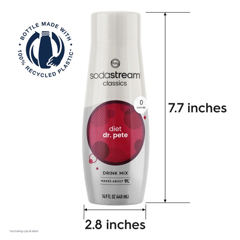 SodaStream - Diet Dr Pete Beverage Mix - For Soda Water Makers - Turns 9.5 Gallons of Sparkling Water into delicious Diet Dr Pete - No sugar or HFCS - 14.9 Fl Oz, Pack of 4 - Image 3