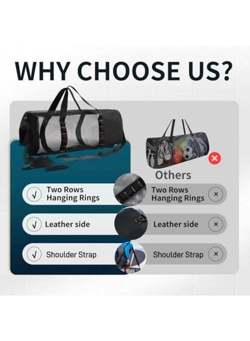Barakah Mesh Duffle Bag with Zipper and Adjustable Shoulder Strap for Scuba Dive or Snorkel Gear, Extra Large Bag, Ideal for Beach Travel Fitness Camping Swim - Image 4