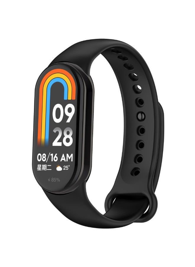 سوار ساعة شاومي مي باند 8 النشط المصنوع من السيليكون بلون سادة (أسود) - Image 1