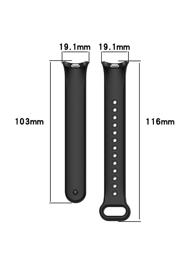 سوار ساعة شاومي مي باند 8 النشط المصنوع من السيليكون بلون سادة (أسود) - Image 2