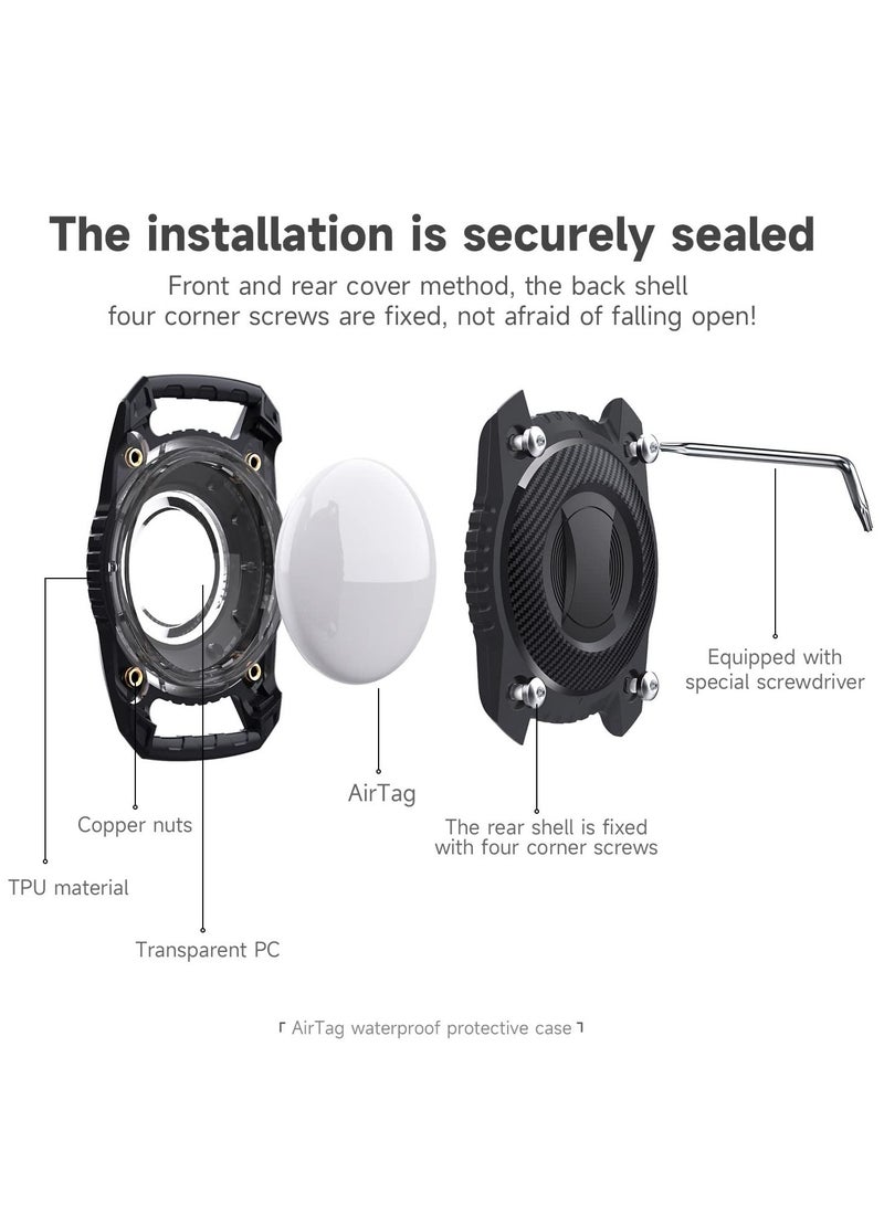 SYOSI Holder for Airtag, 2Pcs Dog Collar Holder for Airtag, Ip67 Waterproof Screw Full Cover Hard Tpu Full Protection Apple Airtag, With Key Ring for Airtag Holder for Key, Backpack ,Luggage, Cat, Dog  - Image 4