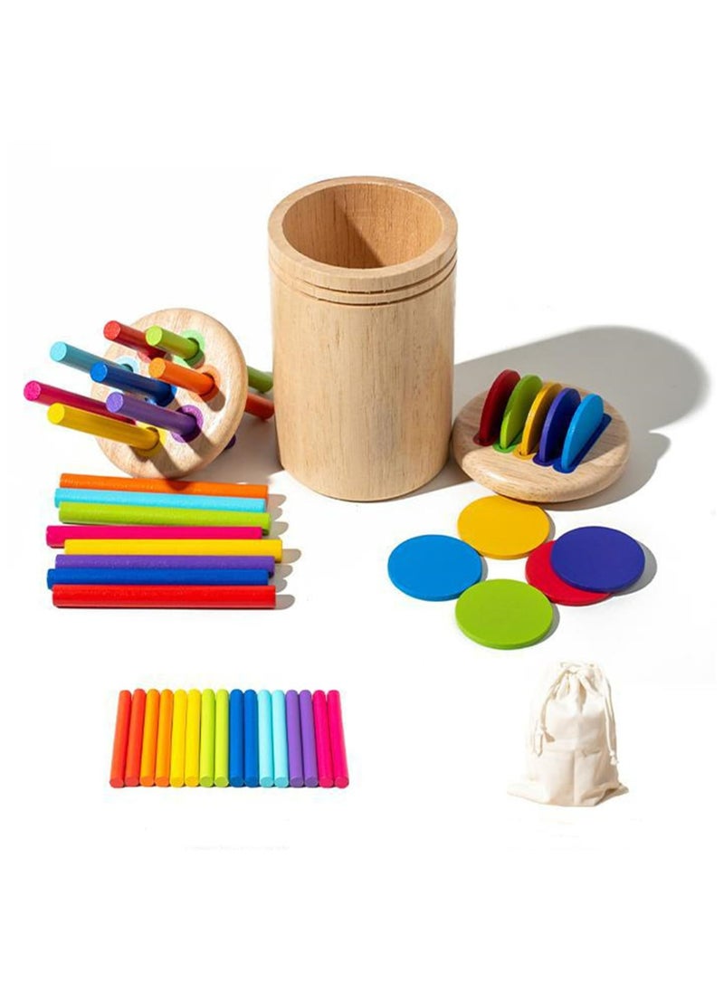 Dominy 2 in 1 Montessori Toys for 1+ Year Old, Wooden Color Sorting Toys for Toddlers, Preschool Learning Activities, Fine Motor Skills Sensory Toys for Toddlers 1-3  - Image 1