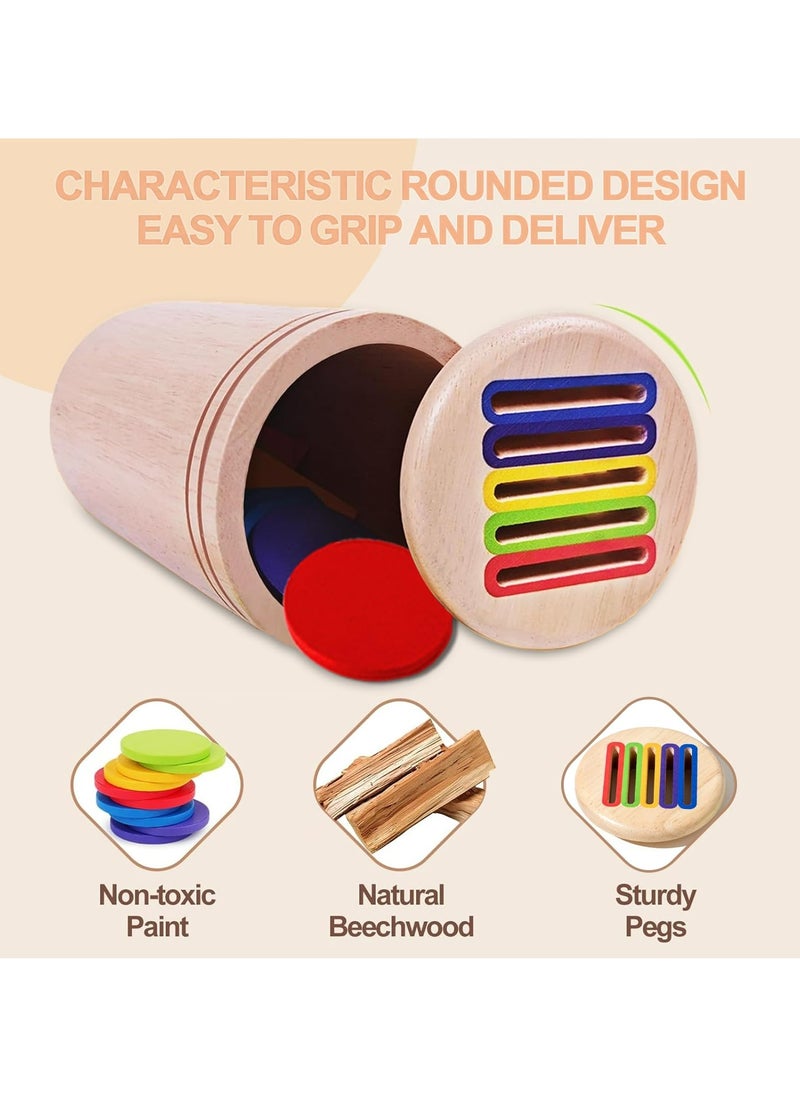 Dominy 2 in 1 Montessori Toys for 1+ Year Old, Wooden Color Sorting Toys for Toddlers, Preschool Learning Activities, Fine Motor Skills Sensory Toys for Toddlers 1-3  - Image 3