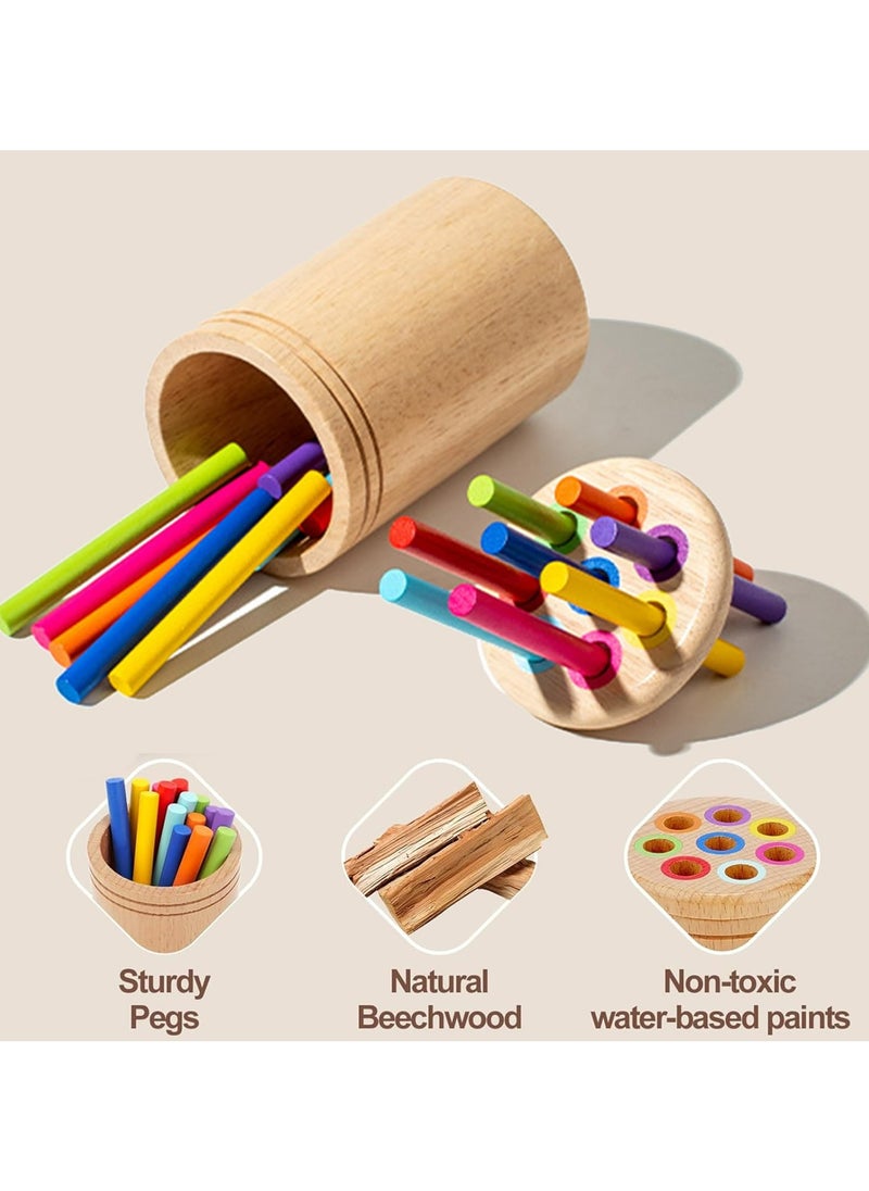 Dominy 2 in 1 Montessori Toys for 1+ Year Old, Wooden Color Sorting Toys for Toddlers, Preschool Learning Activities, Fine Motor Skills Sensory Toys for Toddlers 1-3  - Image 4