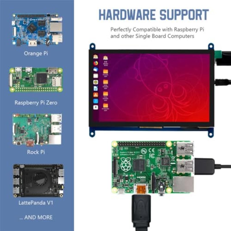 لوحة عرض تعمل باللمس IPS LCD مقاس 7 بوصات، شاشة HDMI محمولة سعوية 1024 × 600، شاشة تعمل باللمس لـ Raspberry Pi، BB أسود، Windows 10 8 7 - Image 5