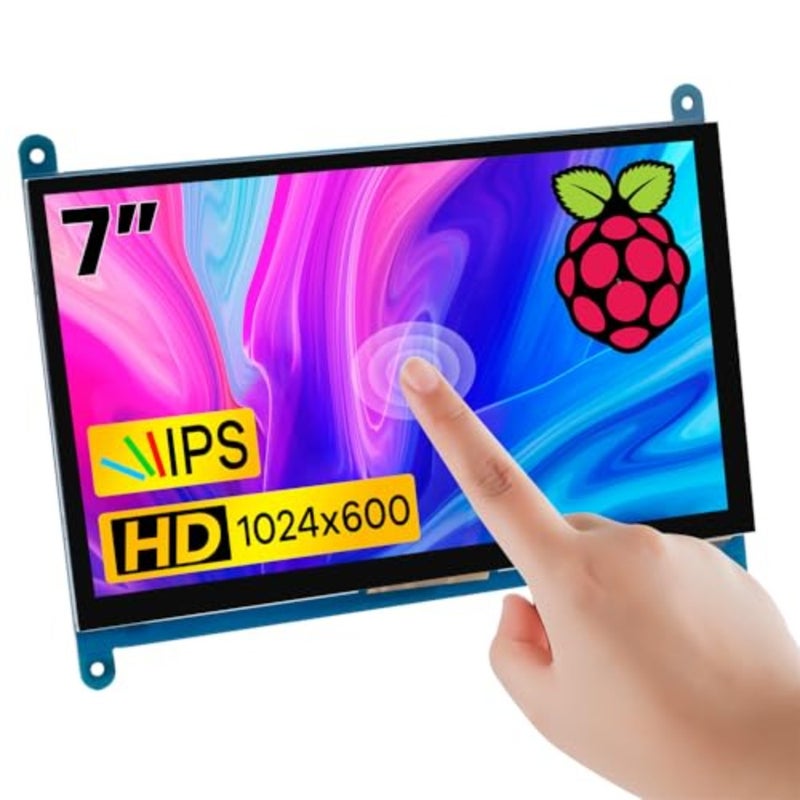 لوحة عرض تعمل باللمس IPS LCD مقاس 7 بوصات، شاشة HDMI محمولة سعوية 1024 × 600، شاشة تعمل باللمس لـ Raspberry Pi، BB أسود، Windows 10 8 7 - Image 1
