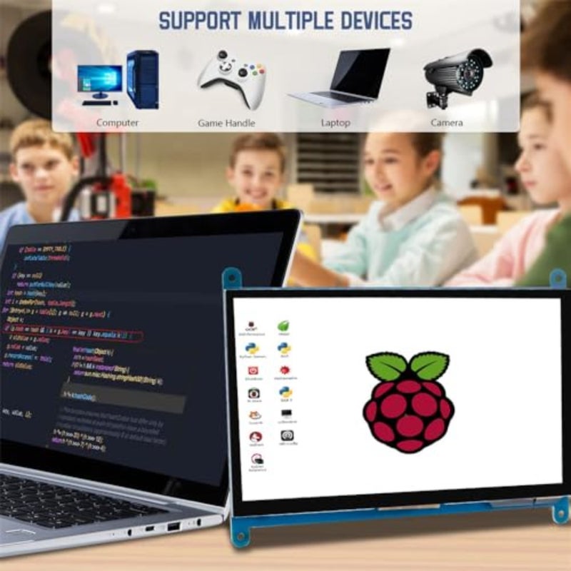 لوحة عرض تعمل باللمس IPS LCD مقاس 7 بوصات، شاشة HDMI محمولة سعوية 1024 × 600، شاشة تعمل باللمس لـ Raspberry Pi، BB أسود، Windows 10 8 7 - Image 4