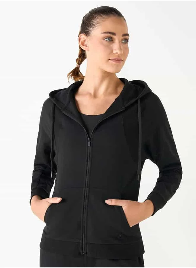 ADOT by Splash Textured Zip Through Jacket with Hood and Pockets