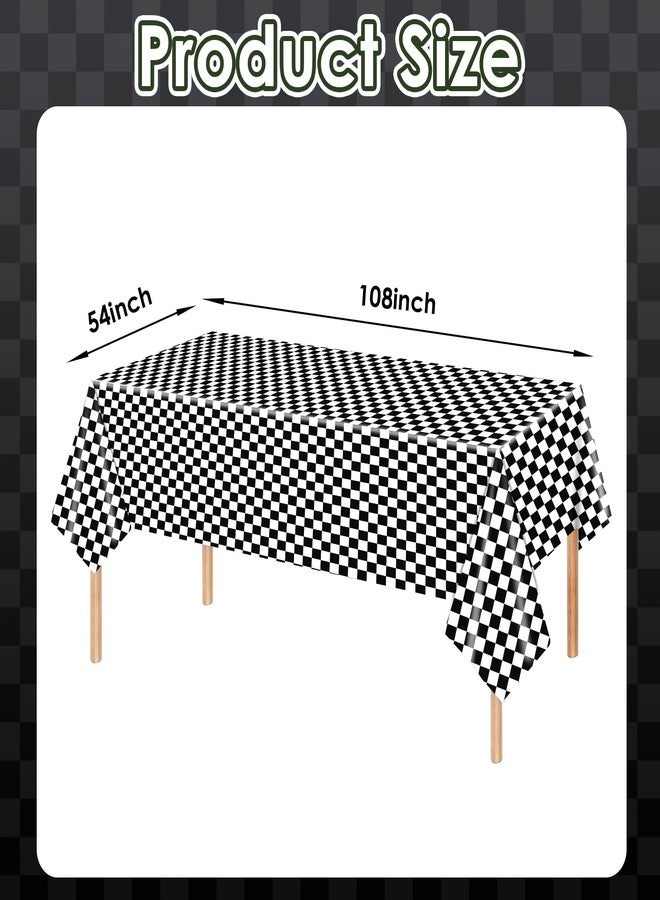 SpinLaLa 3-Piece 54 x 108 Inch Checkered Plastic Tablecloth - Black and White Disposable Rectangle Table Cover for Dining, Birthday Party, Racing Theme Events, Classic Checker Indoor Outdoor Decorations - Image 2