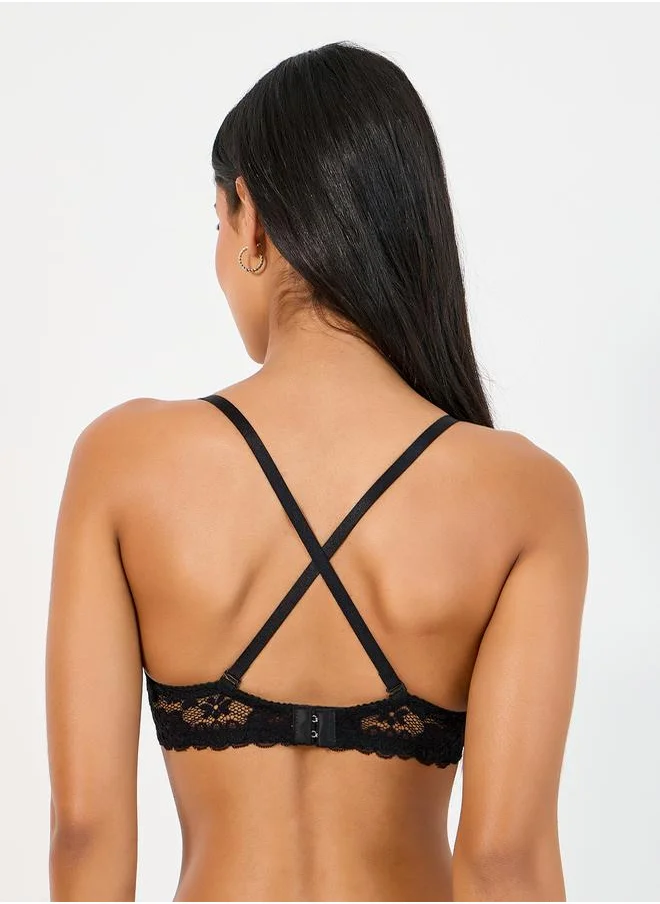 Styli Pack of 2 - Padded Wired Lace Wing Push Up Bra