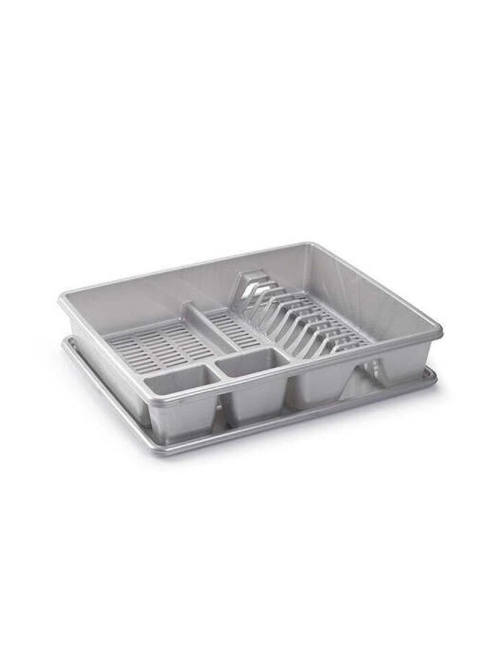 Plastic Forte Dish Drying Rack With Tray, Silver